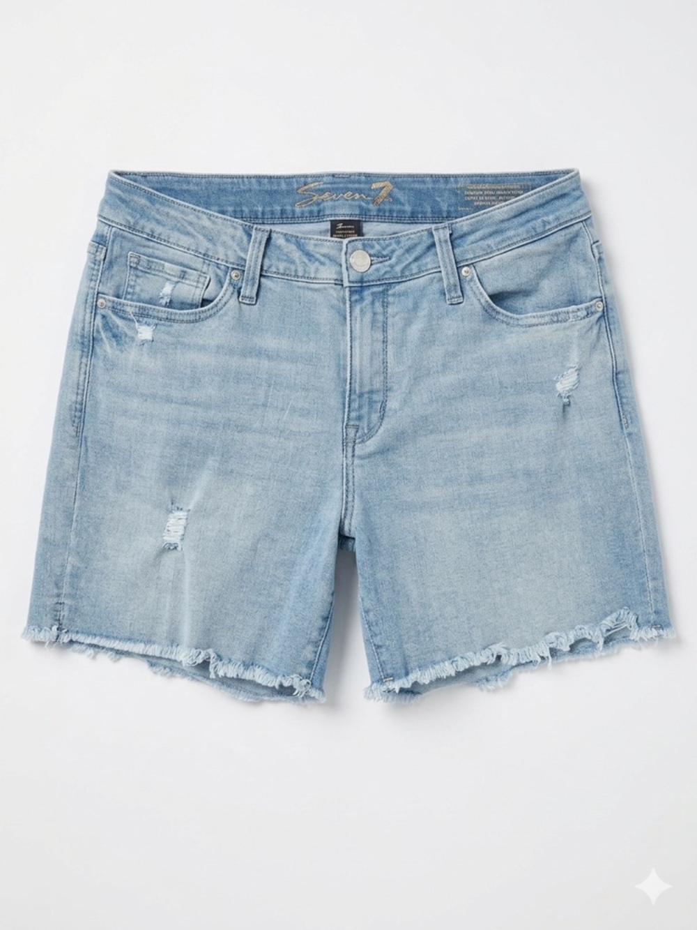 Seven7 Light Blue Distressed Denim Cutoff Shorts